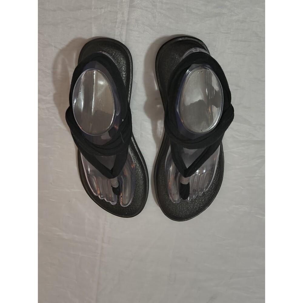 WOMEN'S SANUK BLACK YOGA SLING BURST FLIP FLOP BEACH/POOL SANDALS SIZE 9 - Picture 2 of 8